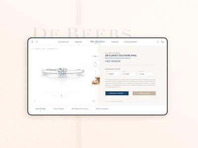 Jewellery store - engagement ring configurator diamond ring diamonds jewellery jewelry luxury brand luxury design mobile app mobile ux online store progressive web app pwa shop app shop assisting app store web app web design website design