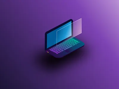 Isometric computer (graphic design) cartoon computer graphicdesign illustration isometric isometry laptop purple trend trendy vector