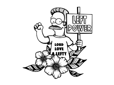 Ned Flanders: Lord Love A Lefty animation design digital art digital illustration disney film floral floral art floral design illustration left left handed ned flanders procreate procreate app simpsons tattoo design tv