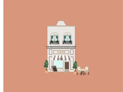 Parisian Cafe building building illustration cafe cafe illustration coffeeshop design flatdesign graphic design illustration vector