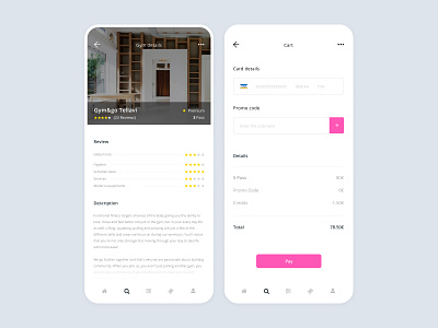 Fitness App - Details & Cart cart clean fitness fitness app interface minimal minimalist mobile mobile design mobileapp modern shop shopping shopping cart ui uidesign