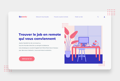 Remote Job Web App Design app brand branding design identité visuelle illustration remote remotework ui ui design ui designer ux design