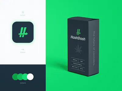 Hashdash - Packaging Design app icon arrow brand brand identity branding cannabis cbd oil design h letter identity identity designer lettermark logo logomark logotype designer negative space package packaging design smart mark typography