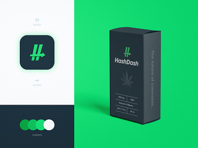 Hashdash - Packaging Design app icon arrow brand brand identity branding cannabis cbd oil design h letter identity identity designer lettermark logo logomark logotype designer negative space package packaging design smart mark typography