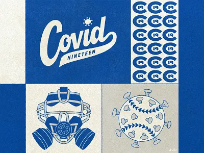 Covid Baseball Branding (2 of 3) artwork baseball corona coronavirus covid 19 flat design graphic design hand lettering icon design icons illustration illustrator jud lively lettering mlb quarentine stay home texture typography vector