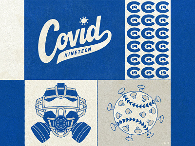Covid Baseball Branding (2 of 3) artwork baseball corona coronavirus covid 19 flat design graphic design hand lettering icon design icons illustration illustrator jud lively lettering mlb quarentine stay home texture typography vector