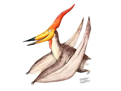 Pterodactyl dinosaur illustration illustrator natural history pterodactyl watercolor watercolour watercolour illustration