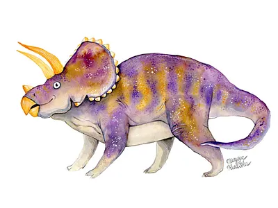 Triceratops dinosaur illustration illustrator natural history watercolor watercolour watercolour illustration