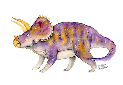 Triceratops dinosaur illustration illustrator natural history watercolor watercolour watercolour illustration