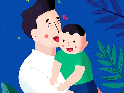 father and son illustration semi original