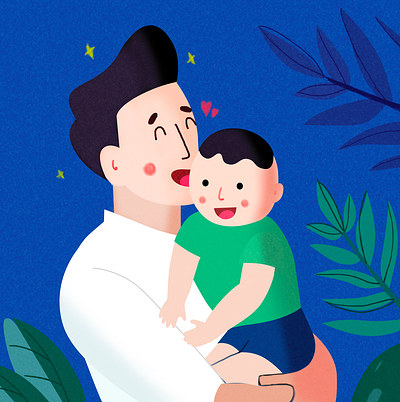 father and son illustration semi original