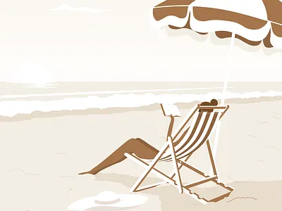 Sandy beach digital editorial holiday illustration ocean reading relaxing sea seaside summer travel vacation woman
