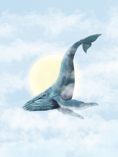 Flying Whale animalillustration animalism design frame illustration redbubble surreal art surrealism wallart whale