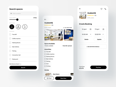 Online Space Booking App app app design best app 2020 book slot concept coworker coworking space design ios monochrome concept online space ui ui design uiux ux ux design