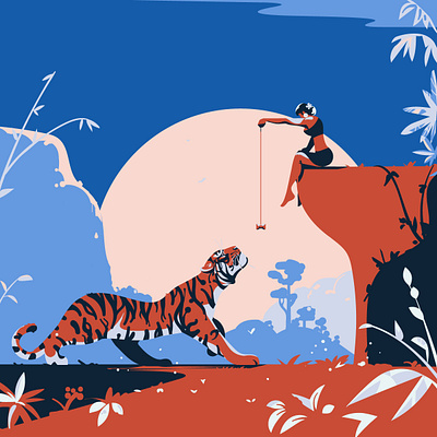 Playing adobeillustrator animal animals art artist cat design digitalart digitalillustration drawing drawings flat illustration girl graphics illustration illustrator sketch tiger vector vector illustration