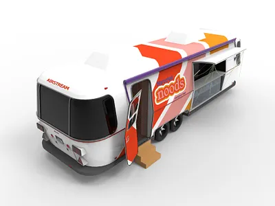 Maruchan Noods 3d 3d design airstream art automobile branding custom vehicle design graphic design illustration maruchan merch minimal noods render sketchup truck vehicle wrap visualization wrap