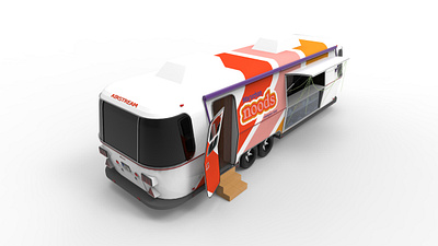 Maruchan Noods 3d 3d design airstream art automobile branding custom vehicle design graphic design illustration maruchan merch minimal noods render sketchup truck vehicle wrap visualization wrap