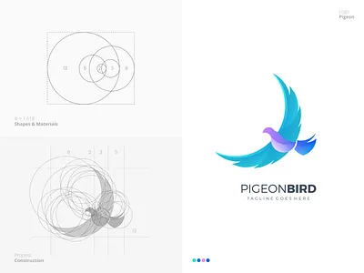 Pigeon Logo amazing awesome best bird creative custom design elegant fantastic golden ratio grid illustration logo minimal modern outstanding pigeon process professional top
