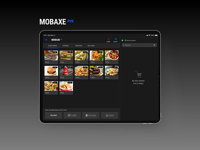 MOBAXE (POS) dark ui interaction design tablet
