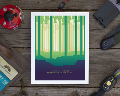 Find My Soul Poster backpacking camping design illustration john muir outdoors poster quote trees woods