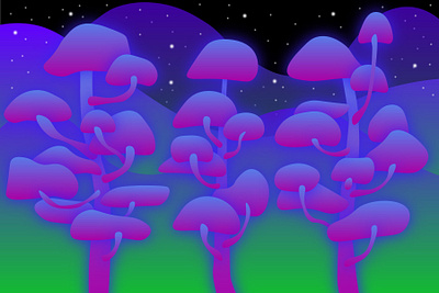 dreamy night 3d abstract colors design gradient design graphic illustration illustrator nature illustration nightsky stayhome trees