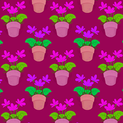 Potted Flowers digital illustration digital painting flowers illustration procreate purple repeat pattern surface design surface pattern violets