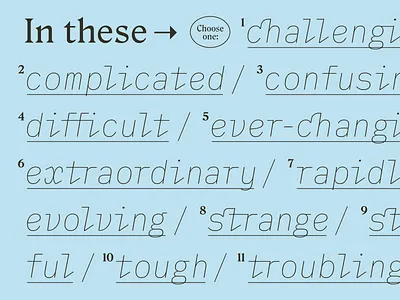 These Times challenging copy coronavirus covid 19 hyphens in these times thesaurus times type typography unprecedented