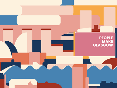 My Glasgow Skyline 2 abstract art city color colorful design design art digitalart flat glasgow make minimal people scotland simple skyline sunset vector