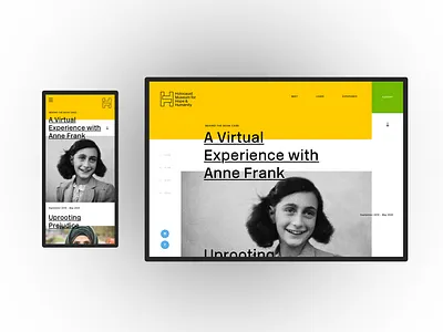Holocaust Homepage Comp anne events exhibitions holocaust homepage homepage design mobile museum scroll slider timeline website yellow