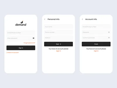 Sign in / Sign up app ui ux