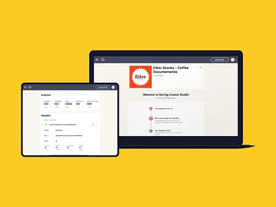 RecTag • Podcast Creator Studio audio platform clean discovery onboarding podcasters onboarding podcasters podcast studio ui user interface design ux