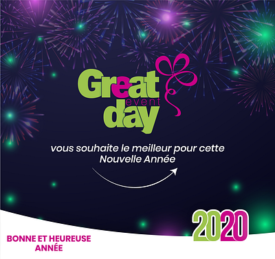 Great Day Event affiche Fin d'année flyer design illustrator