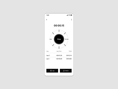 A Stopwatch UI screen app design figma graphic design ui ux