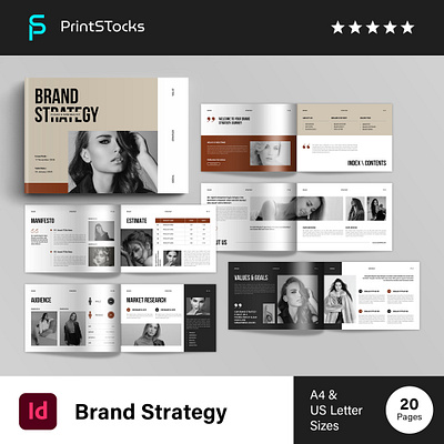 Brand Strategy Landscape Template brand strategy branding brochure clean design graphic design landscape logo marketing minimal minimalist modern new portfolio print social strategy template ui