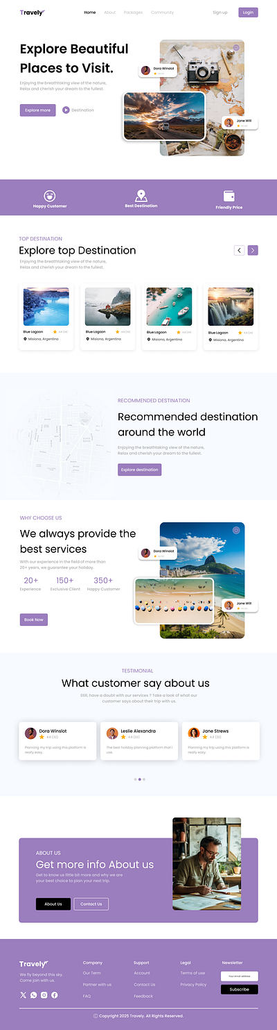 Travel Landing Page Design landing landing page landing page design travel travel page travel web design travely ui uiux design ux web design webpage design website