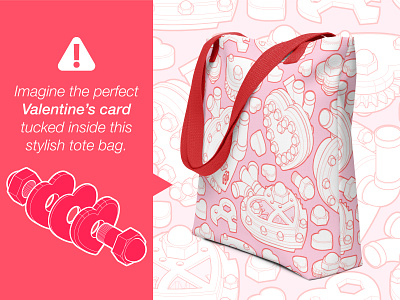 Valentine's surprise adobe illustrator affective mechanisms engineering fabrics heart isometric art love pattern design product design romance romantic shopping tech technical drawing technical graphics technical illustration tote bag valentines day valentines vibes vector graphics