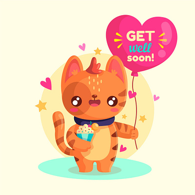 Get Well Soon animation flat icon flat illustration icon illustration typography ui vector