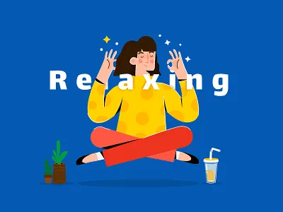 Relaxing Time 2d 3d app branding character flat illustration relaxing sport ui ux vector website yoga