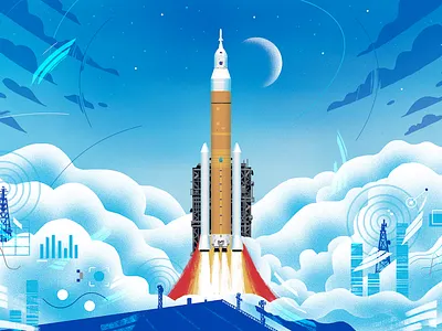 NASA / Artemis video style frame astronaut aviation data illustration moon outer space outerspace rocket science sky space spaceship stars tech