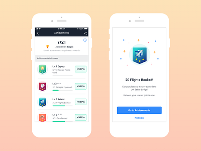Hackathon Project - Achievements for Travelers achievements badges game gamification gaming hackathon ios iphone levelingsystem ui ui design uidesign