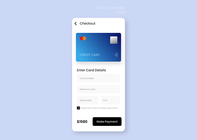 Credit Card Checkout - Daily UI Challenge 002 adobexd app checkout creditcard dailyui dailyuichallenge design minimal shopping ui ux