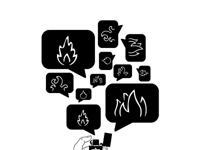 The burning discourse blackandwhite branding branding design concept design drawing fire fireart graphic illustration illustration art illustrations illustrator israel israel illustrator light