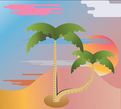 Desert Oasis 3d adobe illustrator color design gradients illustration landscape illustration line art vector