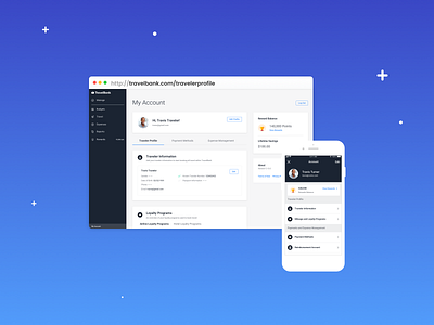 TravelBank Traveler Profile accountprofile dashboard ios iphone myaccount myaccountpage productdesiggn profile travelapp traveler travelerprofile travelers uiux uiuxdesign ux webdashboard