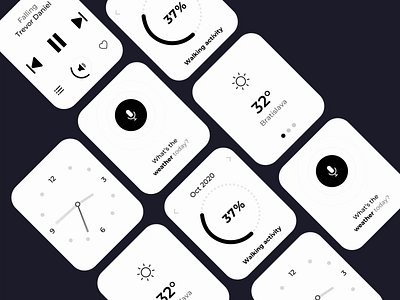 Watch UI Kit flow 👌 animation apple watch blackandwhite business clock flow forcast greyscale kit lifestyle monochrome monocolor siri userexperience ux kit watch weather wireframe