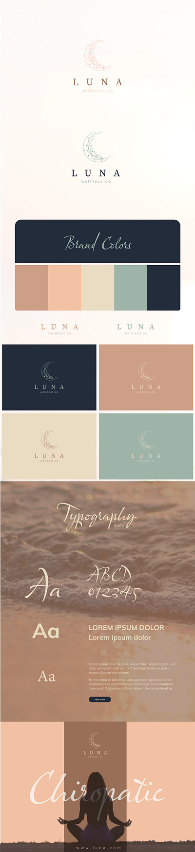 Brand style guide for Luna brand book brand color brand designer brand guidelines brand manual branding agency branding designs branding process color palette medical style guide stylescape