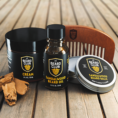 Paid job - THE BEARD CLUB SANDALWOOD KIT 3d 3d art adobe artwork cgi cinema 4d cinema4d design freelance product product design render