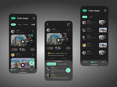 Dark Tube Sage app appdesign application dark app dark mode dark theme dark ui design illustration ios app ui