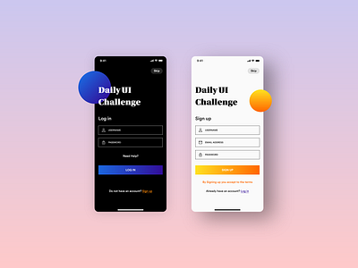 Daily UI Challenge #001 ios login signup ui ui design uiux