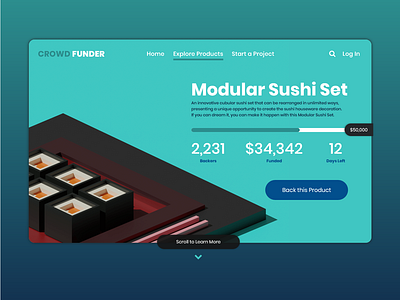 UI Challenge 32: Crowdfunding 3d 3d art blender crowdfunding dailyui dailyuichallenge design ui